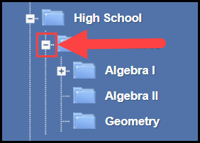 sample district resource folder with an arrow pointing to the minus sign button to the left of it