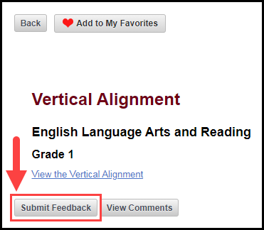 sample vertical alignment page with arrow pointing to submit feedback button