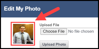 edit my photo modal with arrow pointing to newly added profile image