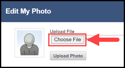 edit my photo modal with arrow pointing to choose file button